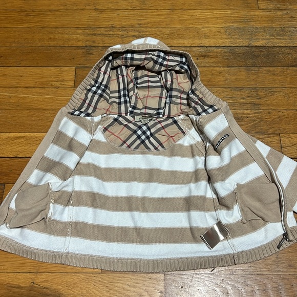 Burberry Tan and White Striped Kids Hoodie - Picture 6 of 14